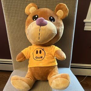 Drew House Theodore Bear Plush 18 inch Justin Bieber Yellow Logo Shirt Mint